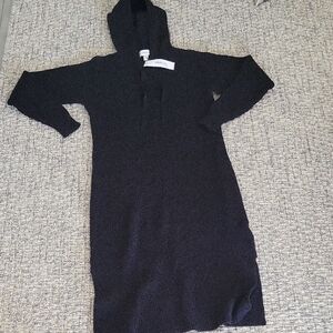 HOODED SWEATER LOUNGER/DRESS WITH SIDE SLITS FITS XXS-M